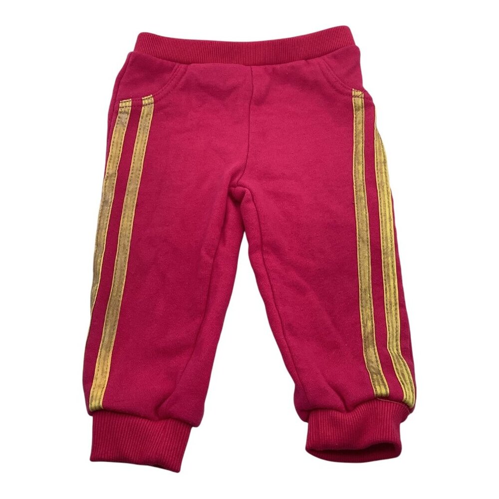Buster Brown Pink Sweat Pants Baby Girl 18m W/ Stripes Ribbed Cuffs Cotton Blend